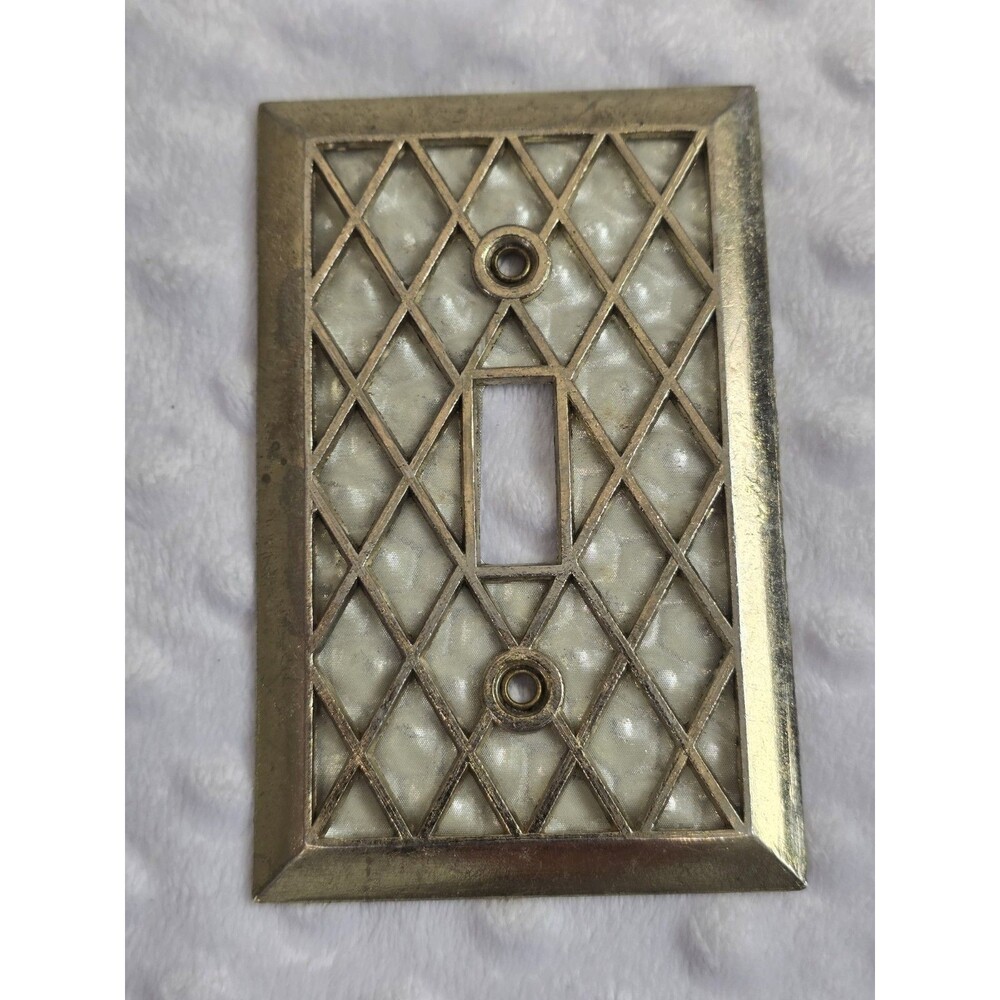 Vintage Brass Lattice Light Switch Wall Plate Cover 1-Gang Toggle No Screws 1970